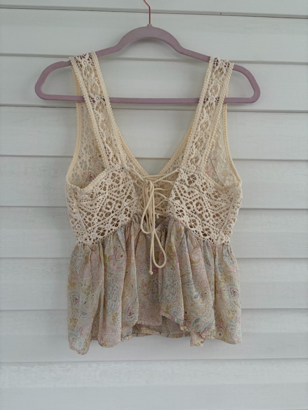 Zara Paisley Crochet Lace Top Boho Sheer Festival Blouse Cottagecore - Picture 2 of 8
